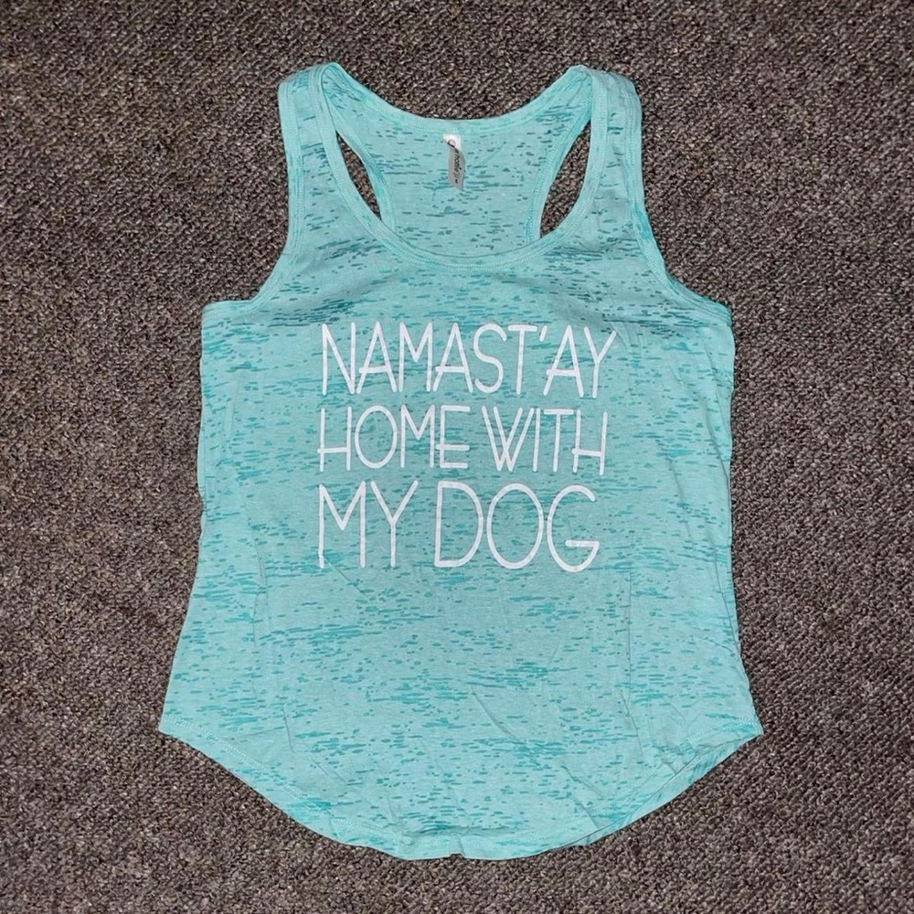 Tank Top - Namast'ay Home With My Dog - Aqua